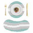thumbnail image 1 of Turquoise Grey Stripe Round 15 Inch Placemats Set of 8, Modern Art Horizontal Striped HeatResistant Non Slip Place Mats for Dining Table, Wipeable Braided Kitchen Table Mats for Housewarming, 1 of 9