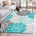 thumbnail image 1 of Turquoise Grey Sunflowers Area Rugs 4'x6', Washable Small Throw Rugs for Office Bathroom, Boho Rustic Floral Vintage Blossom Indoor Outdoor Rug Non-Slip Low Pile Carpet Runner Reversible Floor Mats, 1 of 8