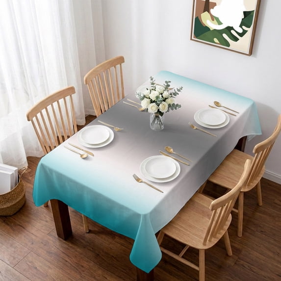 Turquoise Grey Table Cloth Waterproof Tablecloths, Gray Farmhouse Modern Rustic Tablecloth Dining Table Cover for Kitchen Party Tabletop Outdoor, Rectangle Tablecloth 60x102 Inch