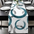 thumbnail image 1 of Turquoise Grey Table Runner 120 Inches Long, Geometric Circle Modern Abstract Simple Art Kitchen Coffee Dining Table Decoration for Home Party Birthday Wedding Home Decor 13x120 Inches, 1 of 8