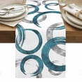 thumbnail image 1 of Turquoise Grey Table Runner - 48 Inch Long, Kitchen Dining Table Runner Dresser Scarves, Geometric Circle Modern Abstract Simple Art Farmhouse Decor for Coffee Tables Wedding Party Banquet, 1 of 8