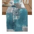 thumbnail image 1 of Turquoise Grey Table Runner Abstract Square Graffiti Modern Smear Tablerunners 13 x 90 Inch, Table Decorations Tabletop Scarf for Summer Gathering Holiday Farmhouse Kitchen Dining Decor, 1 of 6