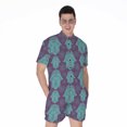 thumbnail image 1 of Turquoise Hamsa Pattern Short Sleeve Men'S Rompers Casual Summer Jumpsuits Outfit, 1 of 4