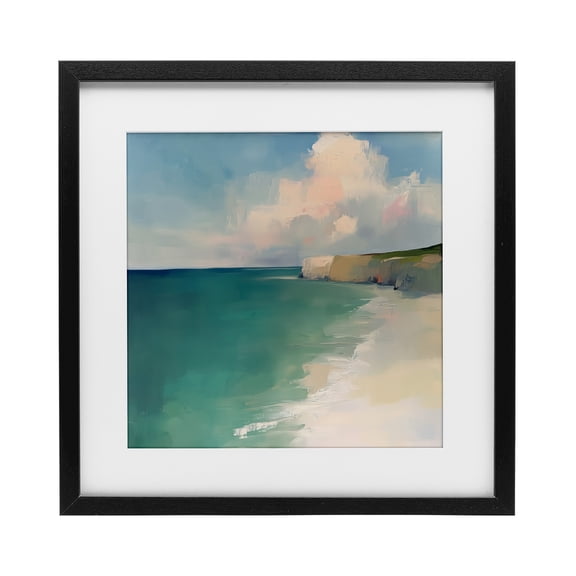Stupell Industries Turquoise Horizons Expression Black Framed Print Under Glass, design by Annabelle Hall, 13 x 13