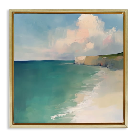 Stupell Industries Turquoise Horizons Expression Gold Framed Floater Canvas Wall Art, design by Annabelle Hall, 25 x 25