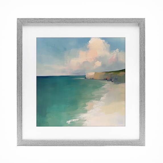 Stupell Industries Turquoise Horizons Expression Gray Framed Print Under Glass, design by Annabelle Hall, 13 x 13