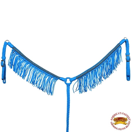 Turquoise Horse Breast Collar Braided Paracord Crystal Fringes Hilason