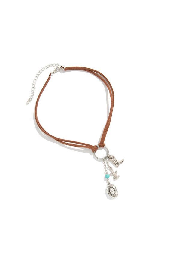 Turquoise Imitation Detail Western Theme Necklace Suitable for Daily Accessories