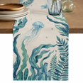 thumbnail image 1 of Turquoise Jellyfish Coastal Table Runner 72 Inches, Summer Ocean Seaweed Rustic Bed Runner Dresser Scarves Tabletop for Indoor Outdoor Parties/Ceremony/Banquet, 14" x 72", 1 of 9