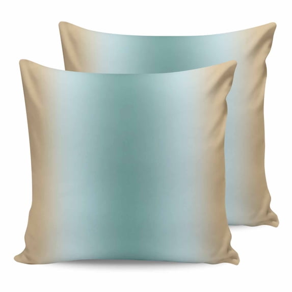 Turquoise Khaki Ombre 26x26 Pillow Covers Set of 2, Modern Abstract Art Gradient Throw Pillow Covers Decorative Couch Cushion Case, Microfiber Square Pillowcases for Bedroom Car Living Room