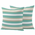 thumbnail image 1 of Turquoise Khaki Striped Outdoor Waterproof Pillow Covers, Modern Minimalism Abstract Art Decorative Square Throw Pillowcase Sofa Cushion Sham for Patio/Couch/Chair, 20"x20" 2 Pack, 1 of 8