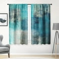 thumbnail image 1 of Turquoise Kitchen Curtains 63 Inch Length Abstract Window Curtains Over Sink Set of 2, Teal Contemporary Curtain for Bedroom Living Room, Modern Kitchen Decor 42x63 Inch, 1 of 6