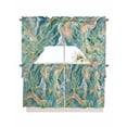 thumbnail image 1 of Turquoise Kitchen Curtains Swag Valance and Tier Curtains Set 24 Inch Length, Modern Geometric Marble Abstract Art Rod Pocket Drape Panels Pair Swag Curtains for Bathroom/Cafe/Window, 1 of 6