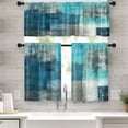 thumbnail image 1 of Turquoise Kitchen Curtains Teal Grey Window Curtains Valance and Tier Set 36 Inch, Modern Rod Pocket Short Tier Curtain, Abstract Art Small Cafe Curtains for Kitchen Decor, 1 of 6