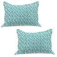 thumbnail image 1 of Turquoise Knitted Quilt Pillowcover Set of 2, Foliage Pattern with Exotic Leaves Tropical Themed Image Graphic Stripes, Standard Queen Pillow Sham Bedroom, 30" x 20", Turquoise White, by Ambesonne, 1 of 1