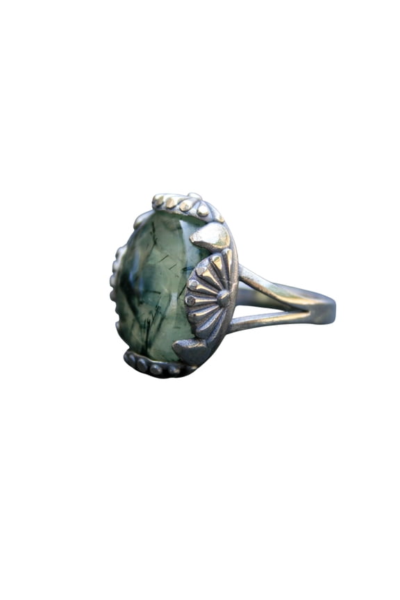 Prehnite Ring 925 Sterling Silver, Natural Green Gemstone Jewelry, Handmade (12)