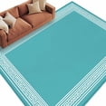 thumbnail image 1 of Turquoise Large Area Rugs for Bedroom Living Room, Soft Non Slip Carpet Bedside Rug, Geometric Boho Ethnic Tile Chic Monochrome Rectangular Floor Cover Kitchen Accent Rug 5'x8' for Dining Room/Office, 1 of 9