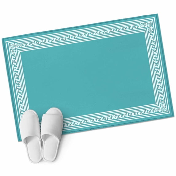 Turquoise Large Area Rugs for Bedroom Living Room, Soft Non Slip Carpet Bedside Rug, Geometric Boho Ethnic Tile Chic Monochrome Rectangular Floor Cover Kitchen Accent Rug 2'x3' for Dining Room/Office