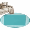 thumbnail image 1 of Turquoise Large Area Rugs for Bedroom Living Room, Soft Non Slip Carpet Bedside Rug, Geometric Boho Ethnic Tile Chic Monochrome Round Floor Cover Kitchen Accent Rug 3' for Dining Room/Office, 1 of 9