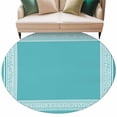 thumbnail image 1 of Turquoise Large Area Rugs for Bedroom Living Room, Soft Non Slip Carpet Bedside Rug, Geometric Boho Ethnic Tile Chic Monochrome Round Floor Cover Kitchen Accent Rug 5' for Dining Room/Office, 1 of 9