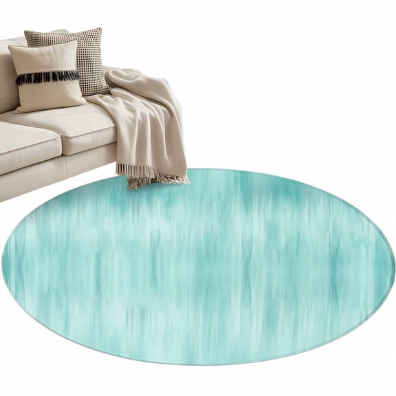 Turquoise Large Area Rugs for Bedroom Living Room, Soft Non Slip Carpet Bedside Rug, Modern Abstract Art Ombre Striped Round Floor Cover Kitchen Accent Rug 3' for Dining Room/Office