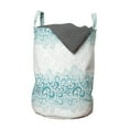 thumbnail image 1 of Turquoise Laundry Bag, Abstract Floral Flowers Pattern Classic Design Illustration, Hamper Basket with Handles Drawstring Closure for Laundromats, 13" x 19", Teal Turquoise White, by Ambesonne, 1 of 4