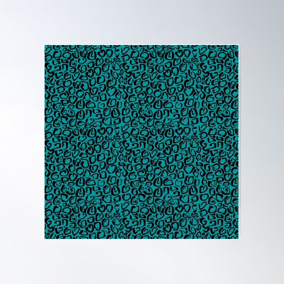 Turquoise Leopard Print Poster Wall Art, Modern Wall Decor For Living Room Bedroom, 24x24 UNFRAMED