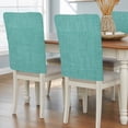 thumbnail image 1 of Turquoise Linen Chair Back Cover Only, Farmhouse Pure Color Linen Textured Chair Back Covers Set of 6, Removable Washable Slipcovers for Dining Room, Wedding & Holiday Decoration, 1 of 9