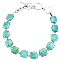 Turquoise Link Bracelet for Women Sterling Silver 925 Genuine | Turquoise Network | B5561-C75
