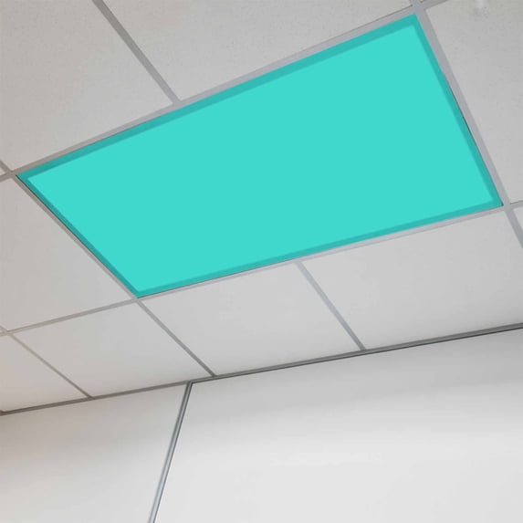 Turquoise Magnetic Fluorescent Light Covers for Ceiling Lights 2 x 4 Feet, Modern Pure Turquoise Office Classroom Kitchen Drop Ceiling Light Covers Lighting Filters Shade Panel 1 Pack