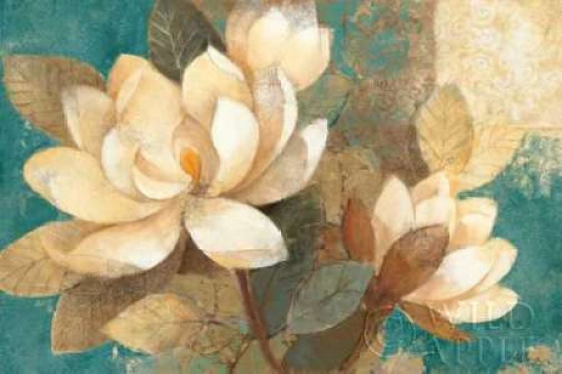 Turquoise Magnolias Canvas Art - Albena Hristova (24 x 36)