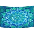 thumbnail image 1 of Turquoise Mandala Tapestry Wall Hanging Tapestries Happy Colorful Hippie Psychedelic Art Polyester Carpet Wall Decorative for Living Room Bedroom 90x60inch Gift Decor, 1 of 7