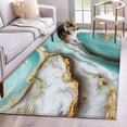 thumbnail image 1 of Turquoise Marble Area Rug 4x6 Washable Rug Non Slip Modern Abstract Gold Stripes Art Large Area Rug Indoor Floor Carpet for Entryway Bedroom Kitchen Living Room Home Office Dining Room Nursery, 1 of 7