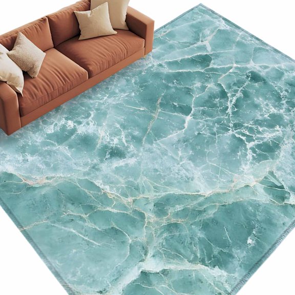 Turquoise Marble Area Rug 6x9 Washable Rug Non Slip Coastal Waves Modern Art Large Area Rug Soft Stainresistant Indoor Floor Carpet for Living Room Bedroom Home Office Dining Room Nursery
