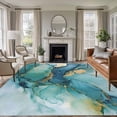 thumbnail image 1 of Turquoise Marble Area Rugs 6'x9', Washable Small Throw Rugs for Kitchen Dining room, Abstract Minimalist Art Ombre Blue Indoor Outdoor Rug Non-Slip Low Pile Carpet Runner Reversible Floor Mats, 1 of 8