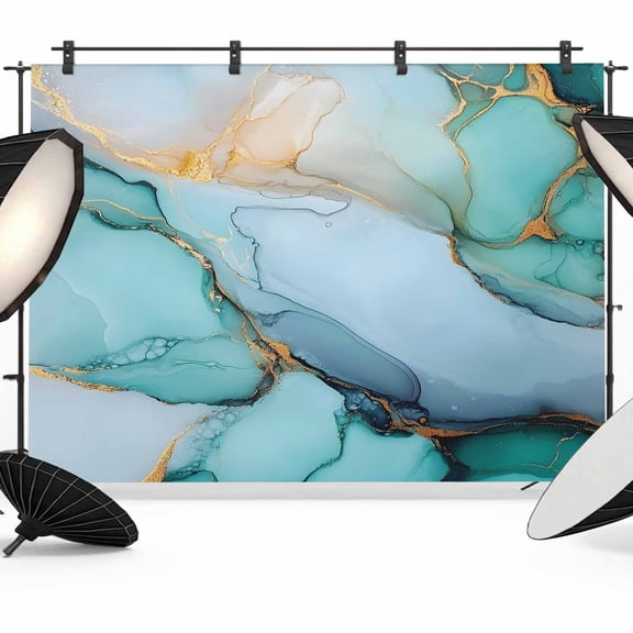 Turquoise Marble Backdrop for Photoshoot,Photography Photo Studio Background Wall Backdrop,Farmhouse Abstract Ombre Texture Back Drop Banner Panel for Portraits Wedding Party Live Streaming 7x5Ft
