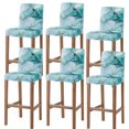 thumbnail image 1 of Turquoise Marble Bar Stool Cover Set of 6, Abstract Modern Art Marble Crack Stretch Bar Chair Cover, Removable Washable Pub Counter Stool Chair Slipcover for Kitchen Dining Room Pub Cafe, 1 of 9