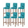 thumbnail image 1 of Turquoise Marble Bar Stool Covers Set of 6, Minimalist Abstract Golden Fluid Art Stretch Washable Bar Chair Covers with Backs, Removable Pub Counter Height Chair Cover for Kitchen Dining Room Cafe, 1 of 7