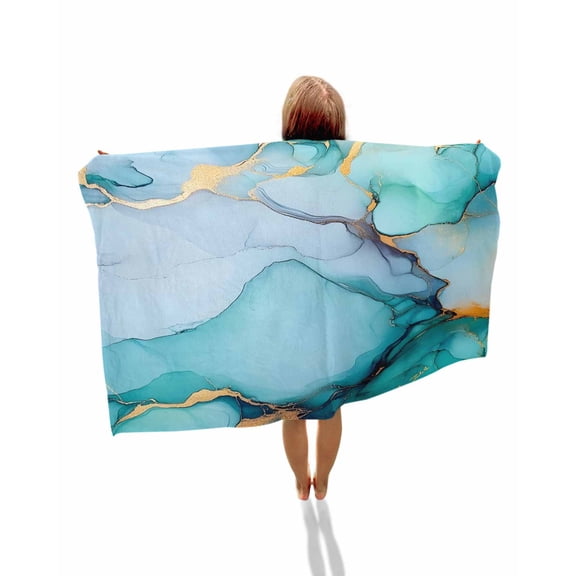Turquoise Marble Beach Towels Oversized Super Absorbent, Abstract Green Modern Luxury Cracks Lightweight Bath Towel Quick Dry Sets For Bathroom/Pool/Rv Camping/Beach Play/Gym Room/Picnic 23"x47"