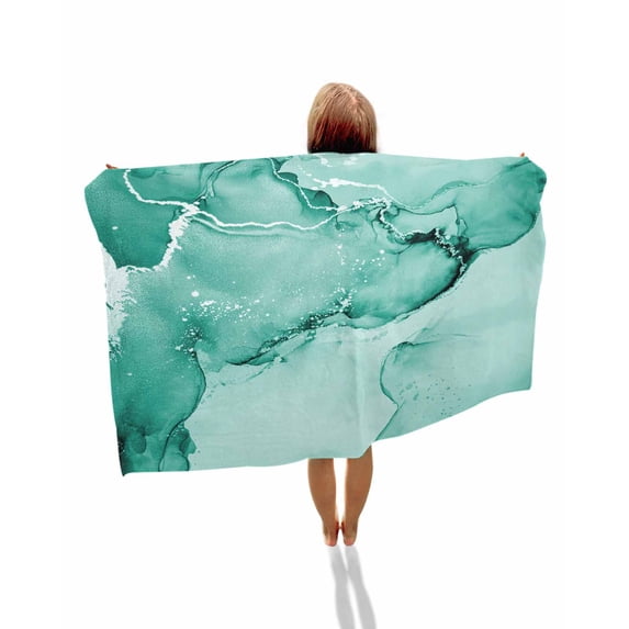 Turquoise Marble Beach Towels Oversized Super Absorbent, Nature Marble Stone Ripple Modern Art Lightweight Bath Towel Quick Dry Sets For Bathroom/Pool/Rv Camping/Beach Play/Gym Room/Picnic 35"x70"