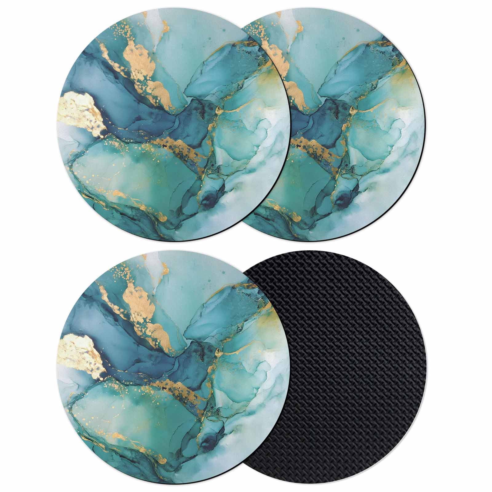Turquoise Marble Coasters Set of 4, Absorbent Coasters for Drinks ...