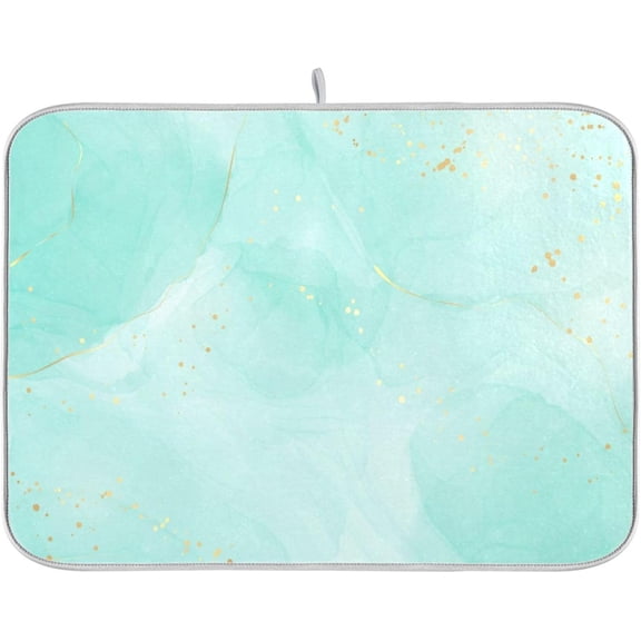 Turquoise Marble Dish Drying Mat for Kitchen Countertop 16x18 Aqua Tie Dye Small Drying Mat Reusable Quick Dry Dish Sink Mats Easy Clean Decorative Essentials