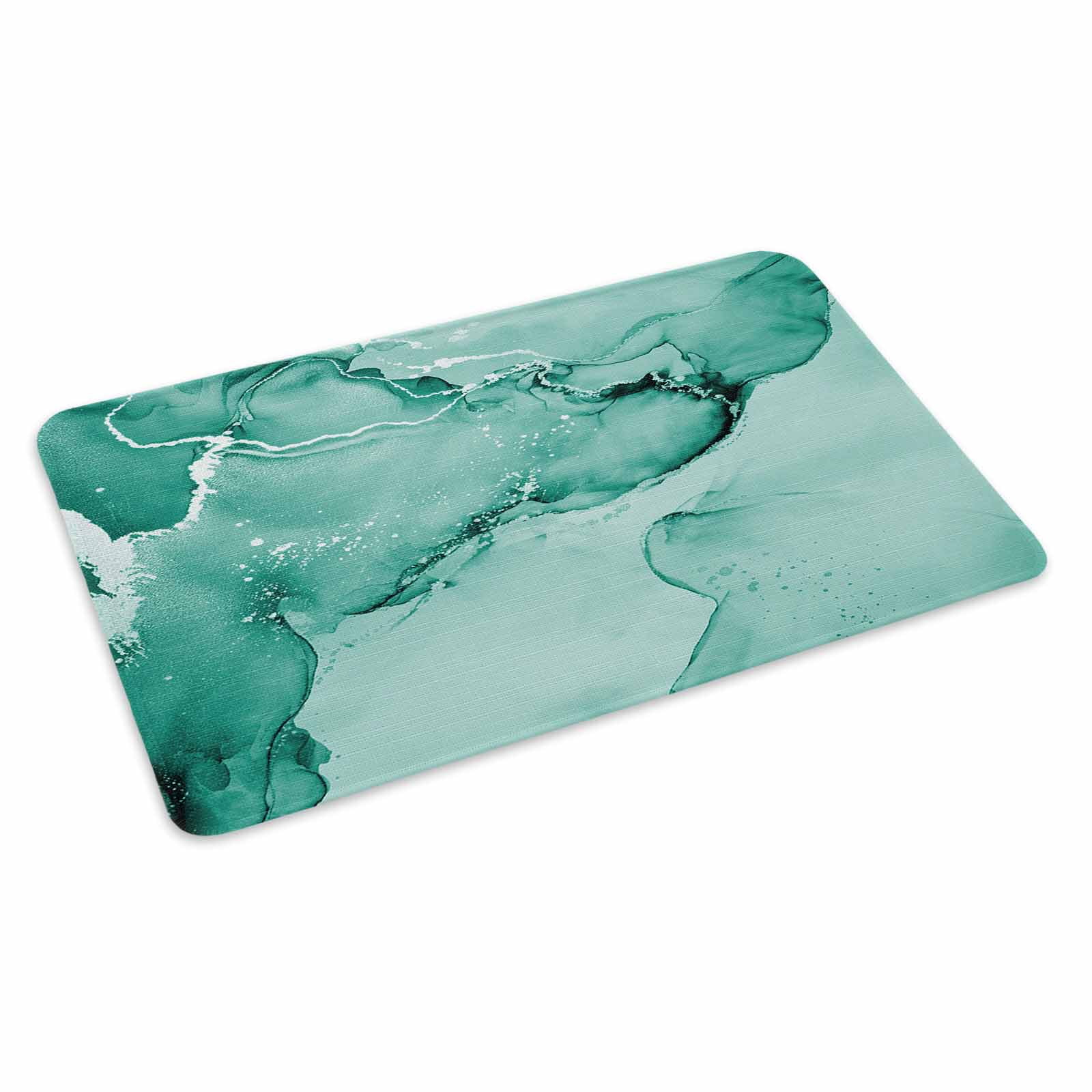 Turquoise Marble Doormat Outdoor Entrance 20"x31.5", Nature Marble Stone Ripple Modern Art Absorb Moisture Dirt Door Mats, Non-Slip Rubber Backing Floor Mats Indoor, Low-Profile Front Door Rugs