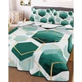 thumbnail image 1 of Turquoise Marble Full Size Down Alternative Comforter, Lightweight Comforter Quilt Bedding Set with Pillow Shams Gold White Geometric Hexagon Modern All Seasons Bed Comforter Duvet Insert 78"x90", 1 of 7