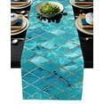 thumbnail image 1 of Turquoise Marble Lattice Table Runner Luxury Home Dining Table Coffee Table Holiday Wedding ration Party Dinner Table Runner, 1 of 6