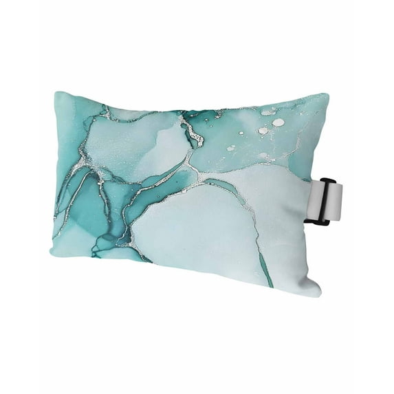 Turquoise Marble Outdoor Head Resting Pillows with Insert Abstract Modern 1 Pack Waterproof Lumbar Pillows with Adjustable Elastic Strap for Patio Recliner Chaise Beach Chair, 12"x20"
