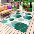 thumbnail image 1 of Turquoise Marble Outdoor Rug 6x9 Ft, Non Slip Washable Area Rug, Gold White Geometric Hexagon Modern Patio Rugs Carpet Runner, Large Floor Mat for Indoor/Outdoor Deck Porch Camping, 1 of 8