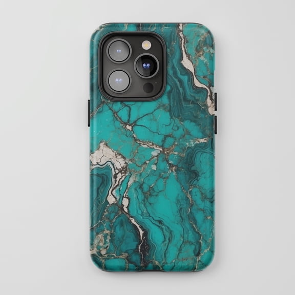 Turquoise Marble Pattern for All iPhone Series Protective Phone Case