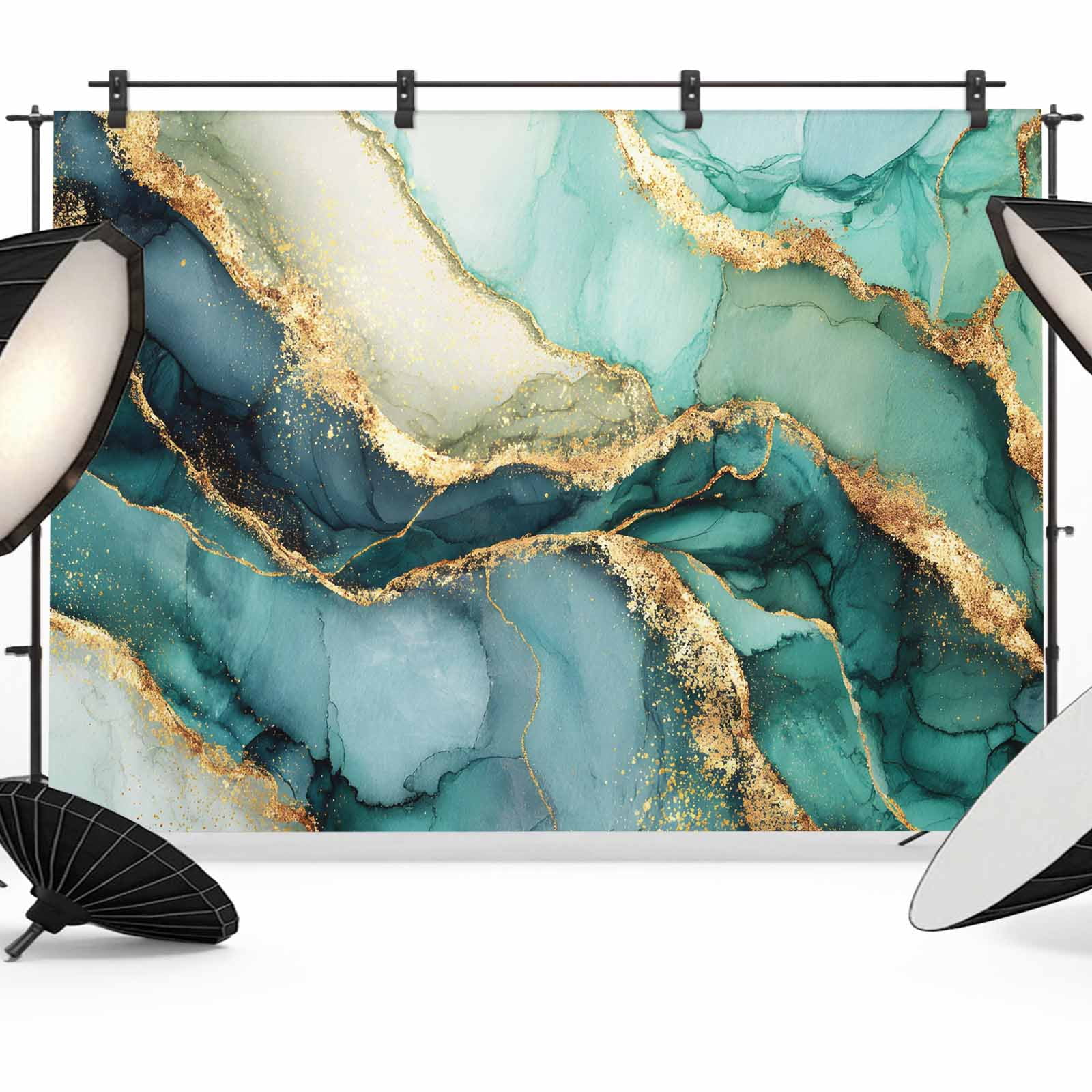 Turquoise Marble Photography Backdrop 10x8FT, Modern Abstract Teal Blue ...