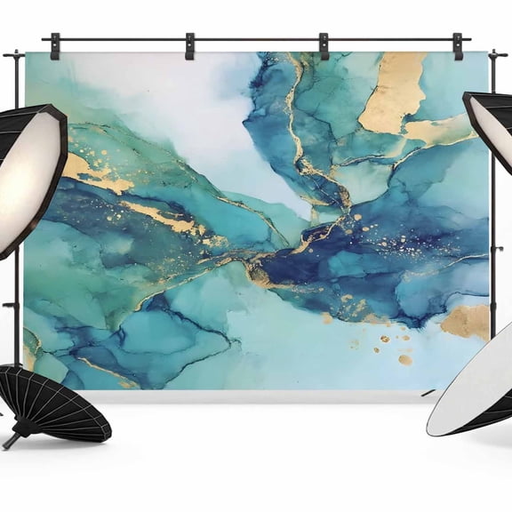 Turquoise Marble Photography Backdrop 7x5FT, Abstracts Green Gold Gradient Stone Texture Photo Backdrops, Background for Photography Studio Photo Studio Background, Back Drop for Photoshoot